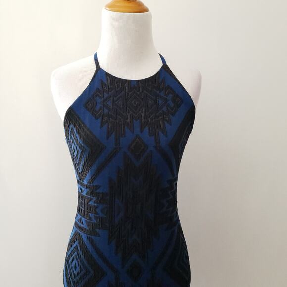 Parker Jaden Dress Body Con Cut Out Back Blue Mini Halter Neck Women Small - Picture 5 of 11
